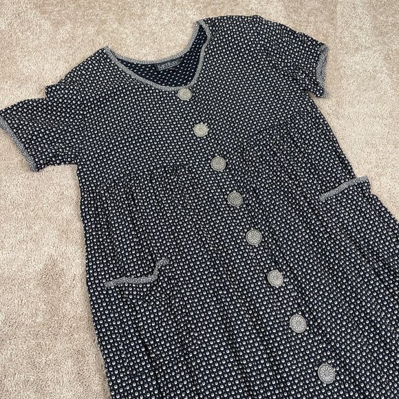 Karen Kane Dress Womens 10 Black White Artsy Bohemian Lagenlook Flowy Maxi Vtg - Picture 4 of 11